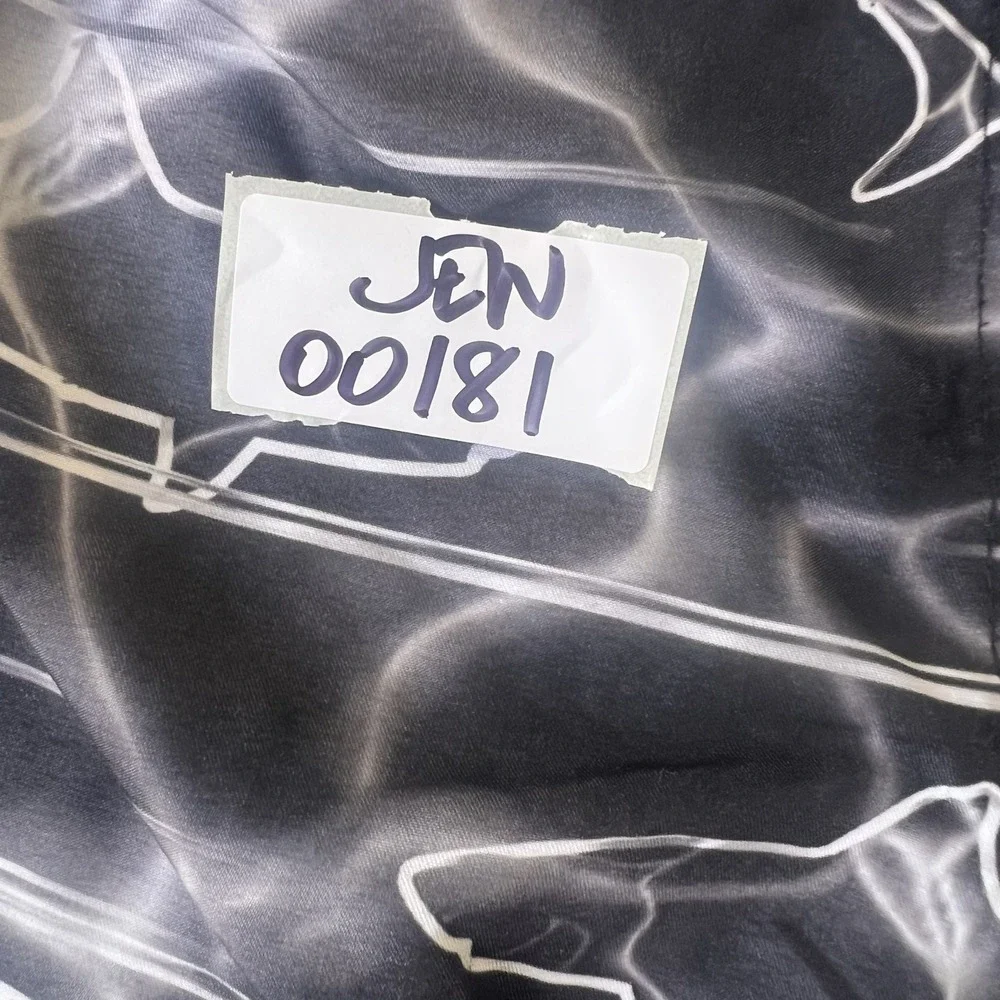 Gerry Shark Print Swim‎ Trunks L-14/16 Black Blue Polyester Board Shorts